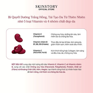 BỘT ĐẬU ĐỎ Nguyên Chất 100%, Ủ Trắng Toàn Thân, Dưỡng Da Mịn Màng Rạng Rỡ, SkinStory 250g/500g/1kg