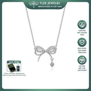 Dây chuyền bạc nữ TLEE vòng cổ hình nơ thắt treo hạt đá nhẩy nữ tính TLEE JEWELRY D0271