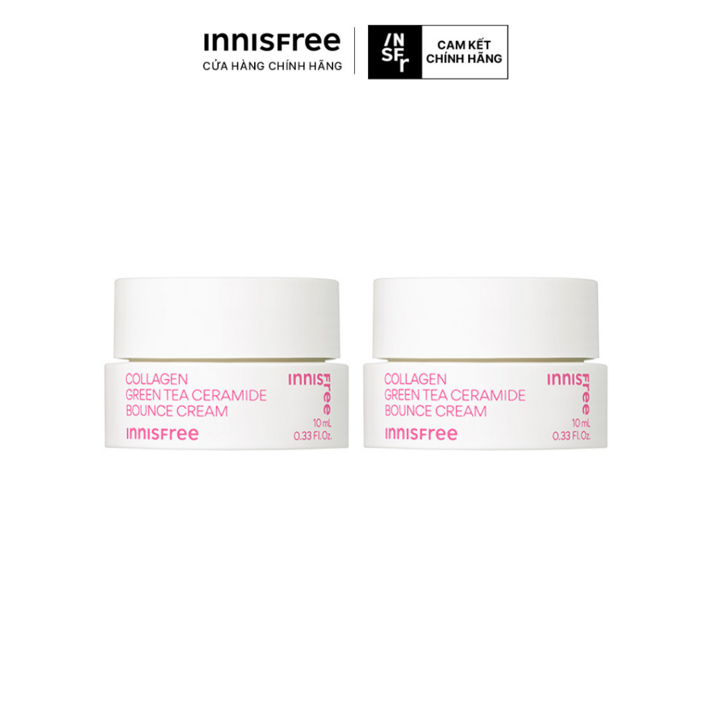 (Quà tặng) 02 Hũ Kem dưỡng giúp làm mờ các dấu hiệu lão hóa trên da INNISFREE Collagen Ceramide Bounce Cream 10mlx2