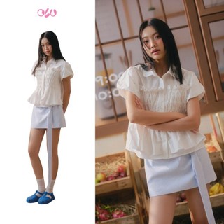Chân váy OLV chữ A cạp trễ Light Blue Tie Belt Mini Skirt trẻ trung năng động