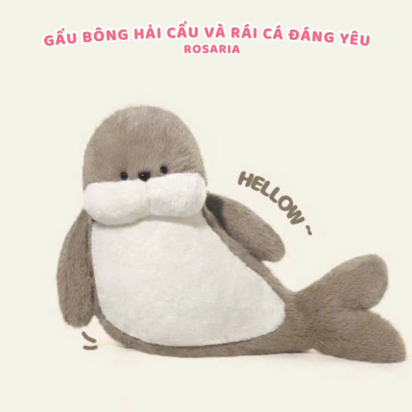 Gấu Bông Hải Cẩu & Rái Cá Nhồi Bông Đáng Yêu, Thú Nhồi Bông Rái Cá size lớn, Quà Tặng dễ thương Rosaria