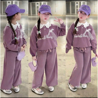 Bộ nỉ 2 da phối cổ ren cho bé gái (10-40kg) đi học đi chơi