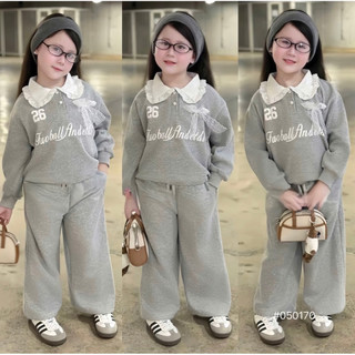 Bộ nỉ 2 da phối cổ ren cho bé gái (10-40kg) đi học đi chơi