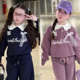 Bộ nỉ 2 da phối cổ ren cho bé gái (10-40kg) đi học đi chơi