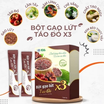 [ComBo 5 Hộp] Bột Gạo Lứt Táo Đỏ X3 Linh Chi, Cần Tây, Chè Vằng (1 hộp 15 gói x 15g )