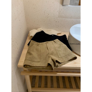 𝐏𝐡𝐢𝐞𝐧 | (Sẵn Nâu) W7587 Quần Short Da Lộn Túi Trước Sau Trơn Màu Tây