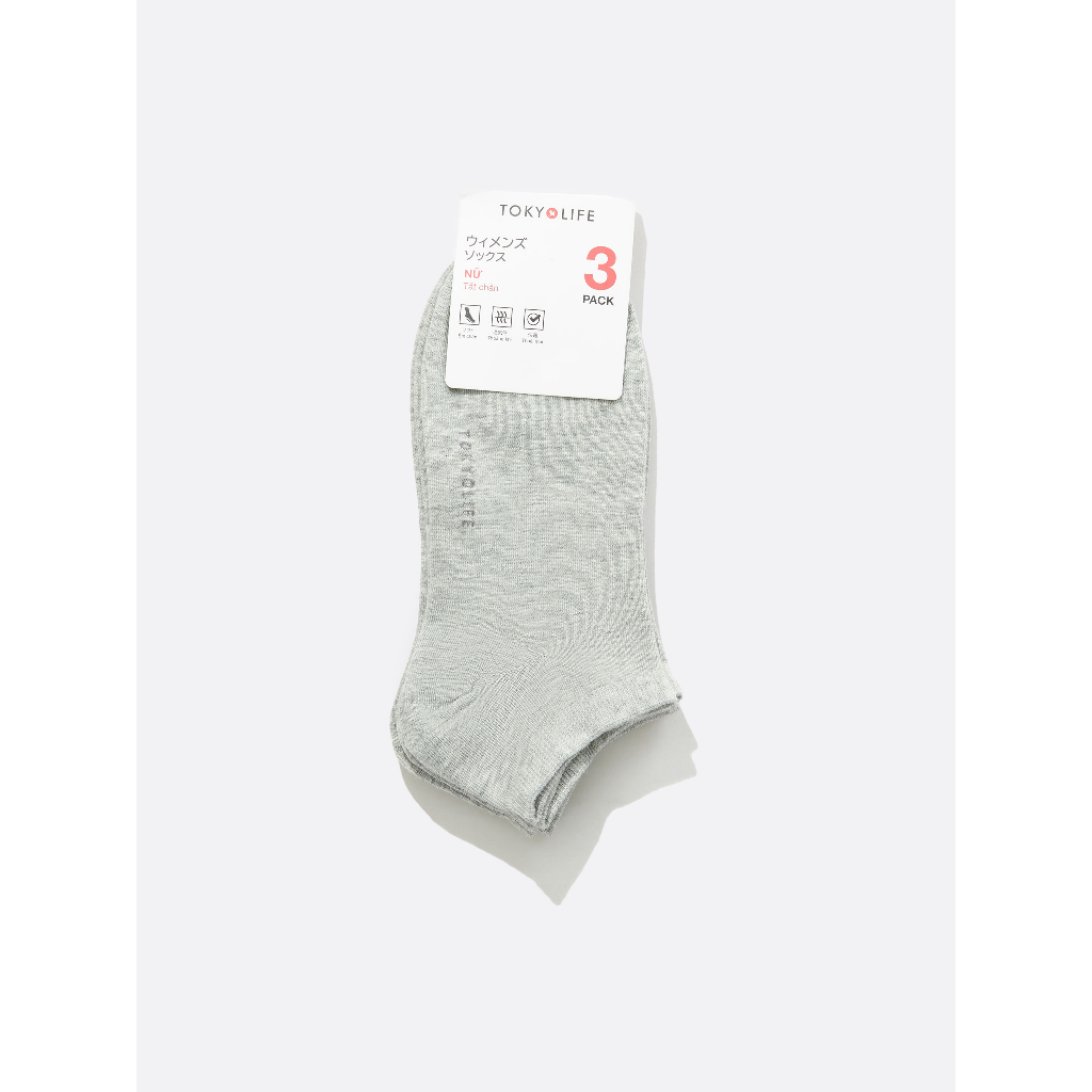 Pack 3 Tất chân Nữ TOKYOLIFE cổ ngắn mềm nhẹ giữ ấm kháng khuẩn 40000664