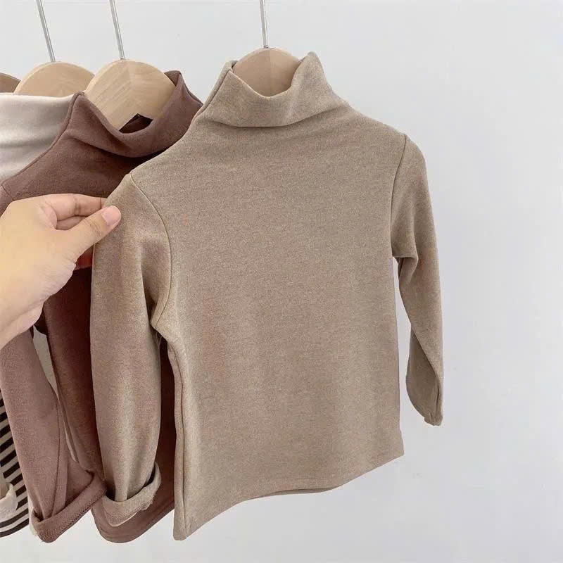 Áo giữ nhiệt QC cao cấp cổ cao chất nỉ zip cotton lót nỉ dày dặn cho bé trai bé gái 8-32kg mesocshop