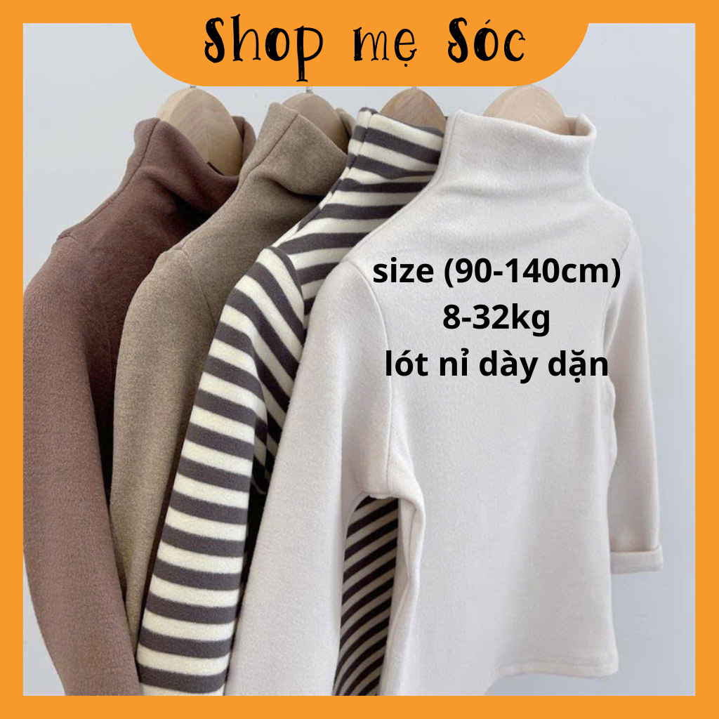 Áo giữ nhiệt QC cao cấp cổ cao chất nỉ zip cotton lót nỉ dày dặn cho bé trai bé gái 8-32kg mesocshop