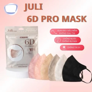 Khẩu trang kháng khuẩn 6D JULI Promask thời trang, mỏng nhẹ, không đau tai