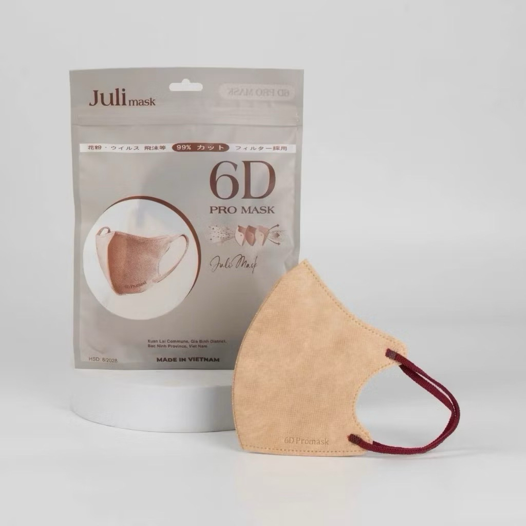 [ Mua 100c Tặng 20c ] Khẩu trang kháng khuẩn 6D JULI Promask thời trang, mỏng nhẹ, không đau tai