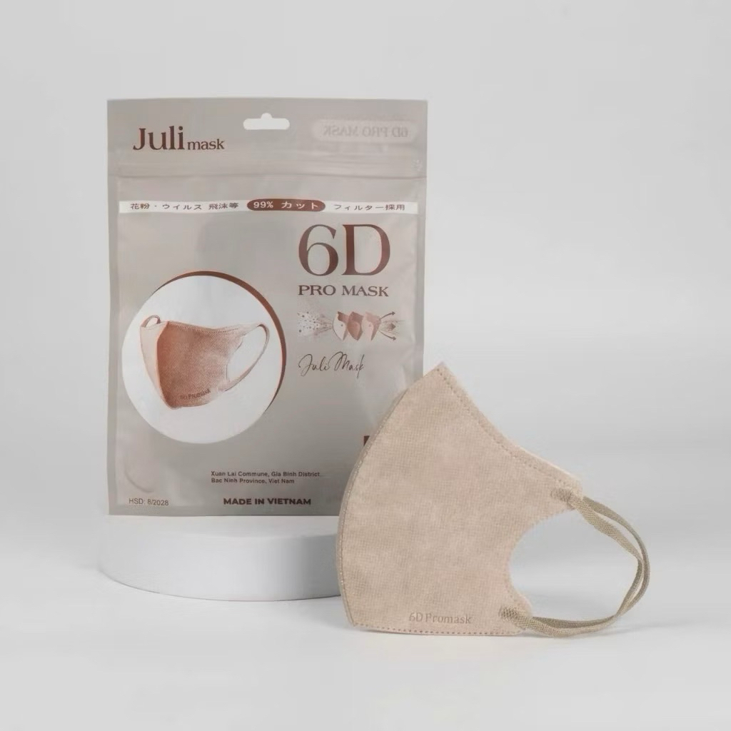 [ Mua 100c Tặng 20c ] Khẩu trang kháng khuẩn 6D JULI Promask thời trang, mỏng nhẹ, không đau tai