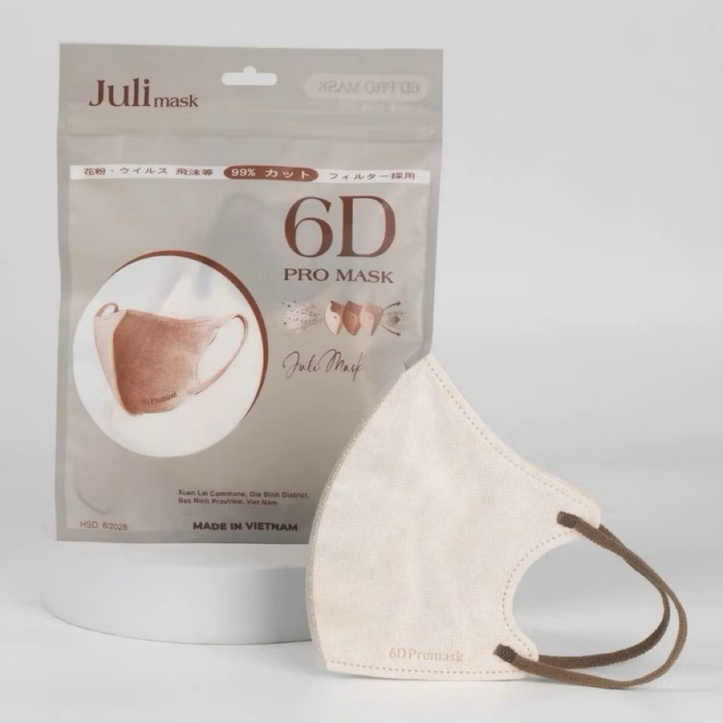 [ Mua 100c Tặng 20c ] Khẩu trang kháng khuẩn 6D JULI Promask thời trang, mỏng nhẹ, không đau tai