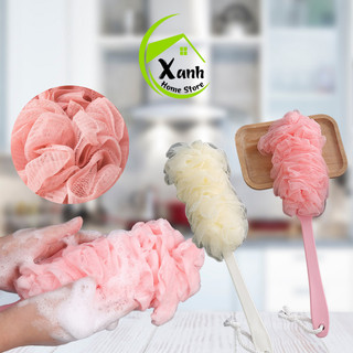Cây Cọ Lưng Cầm Tay 2 Đầu Bông Vải Tẩy Da Chết GD114 - Cây Bông Tắm Kì Lưng Massage Cán Dài Bông Vải