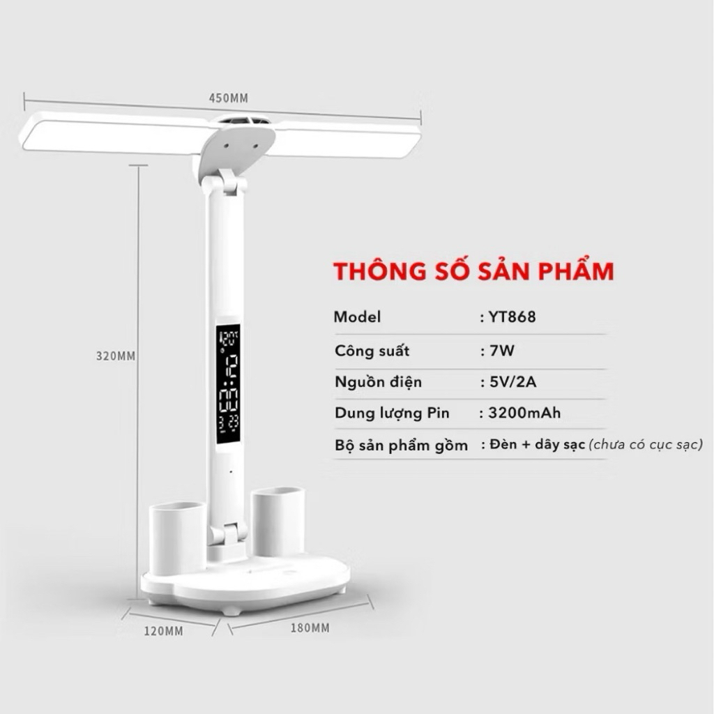 Đèn học hiển thị nhiệt độ - ba chế độ tốt cho mắt