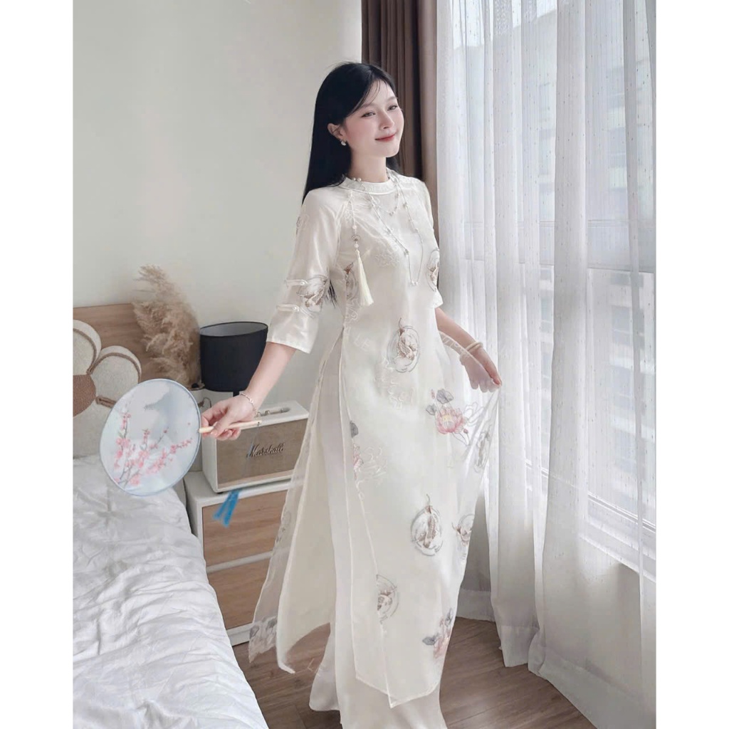 NH CLOTHER - Áo dài gam hồng – trắng – đỏ mang vẻ đẹp cổ điển pha hiện đại