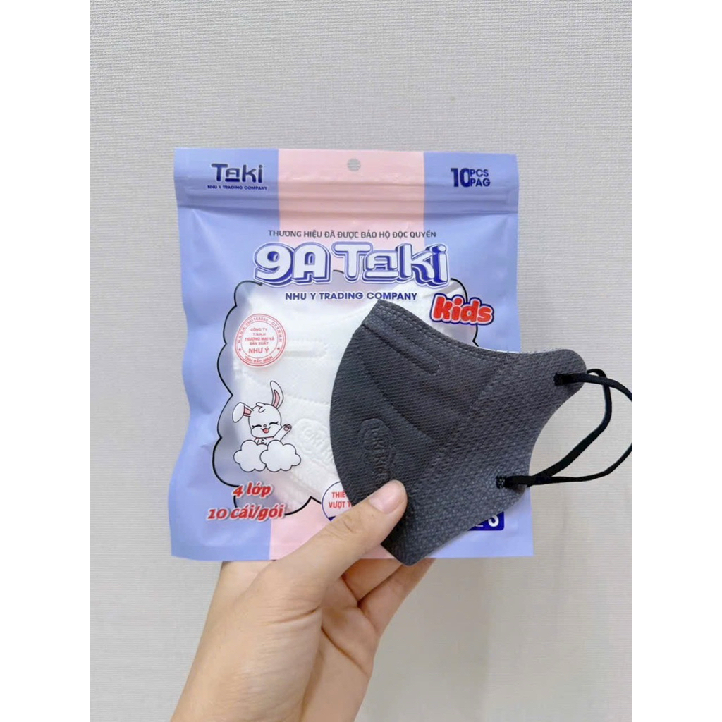 [ Size 1 đến 12 Tuổi] Thùng 100 Chiếc Khẩu Trang 9a cho bé Taki, 4 Lớp, Kháng Khuẩn, Chống Nắng Toàn Diện