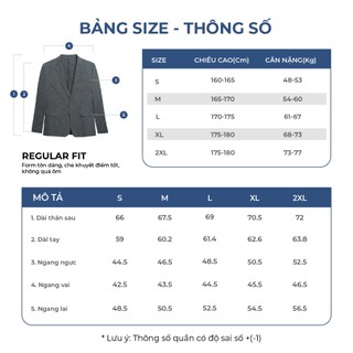 OWEN - Blazer (demi) Regular Fit BL231689 màu Navy chất liệu Polyester