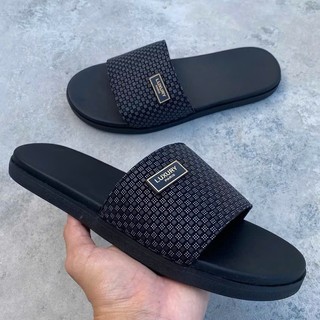 Dép lê nam quai ngang, mác hợp kim không rỉ, logo LUXURY tinh tế, đế cao su ép nhiệt chắc chắn- dép boy phố