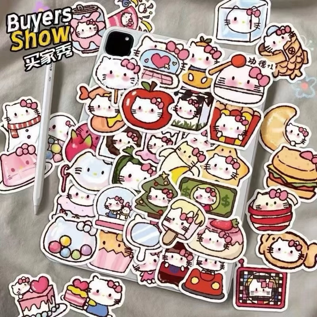 100 Miếng dán Sticker HELLO KITTY FOOD emoji DIY hình dán graffiti ...