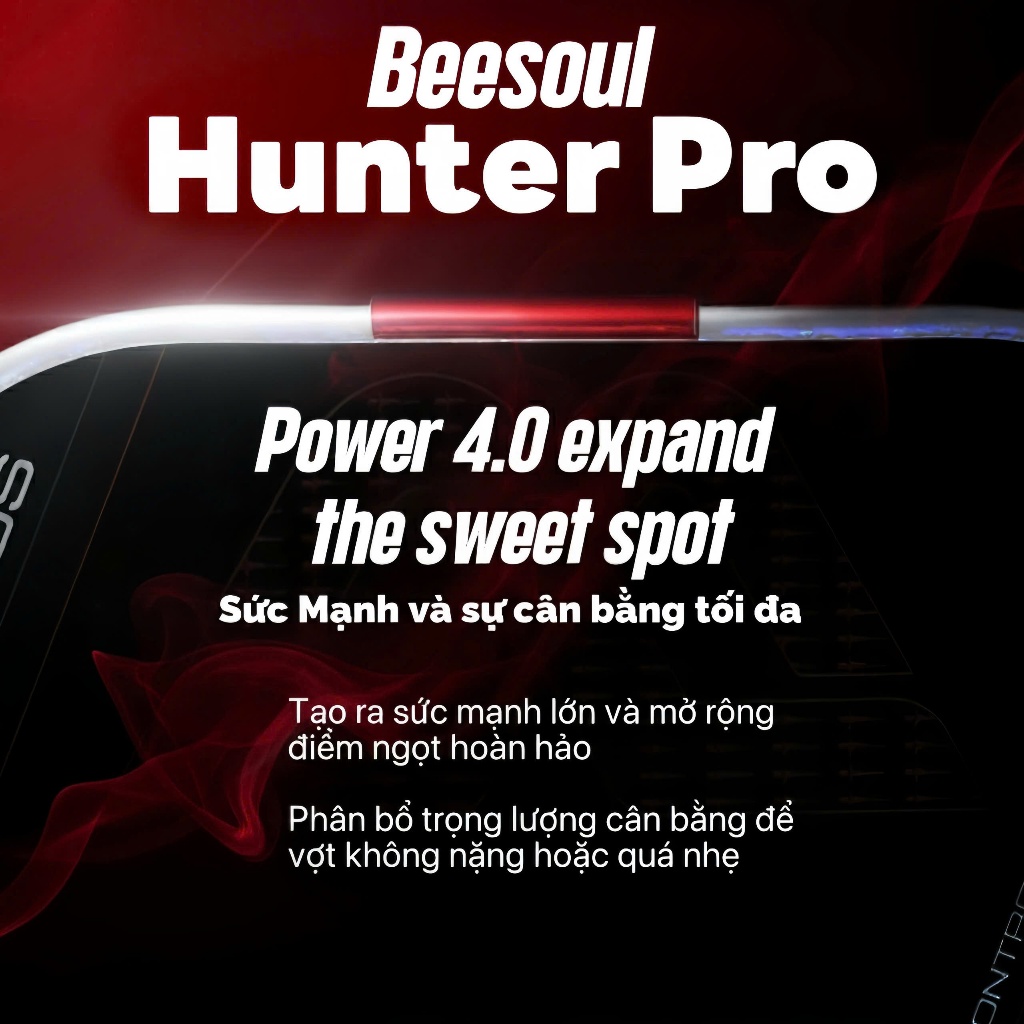 Vợt Pickleball Beesoul Hunter Pro 16mm Power4.0 Siêu Công và Kiểm Soát hoàn hảo tặng kèm quà Tặng
