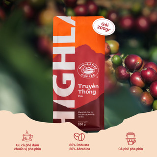 Cà Phê Rang Xay Truyền Thống Highlands Coffee 200g (80% Robusta và 20% Arabica)