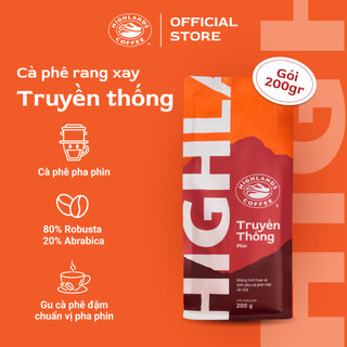 Cà Phê Rang Xay Truyền Thống Highlands Coffee 200g (80% Robusta và 20% Arabica)