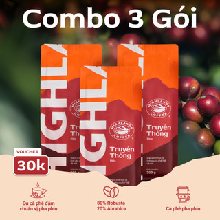 Combo 3 gói Cà phê rang xay Truyền thống Highlands Coffee 200g
