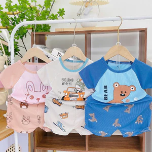 Bộ cộc tay cho bé trai, bé gái từ 5 - 15kg, vải tăm lạnh co giãn, hình in đẹp, mềm mại, giặc máy tốt