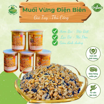 Muối vừng Điện Biên giã tay thủ công thơm bùi ngậy ăn kiêng giảm cân ăn chay hũ 500g