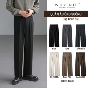 Quần Tây Nam Ống Suông 5 Màu Đen, Be, Ghi (Xám), Nâu Đậm, Nâu Tây, Xám Rêu
