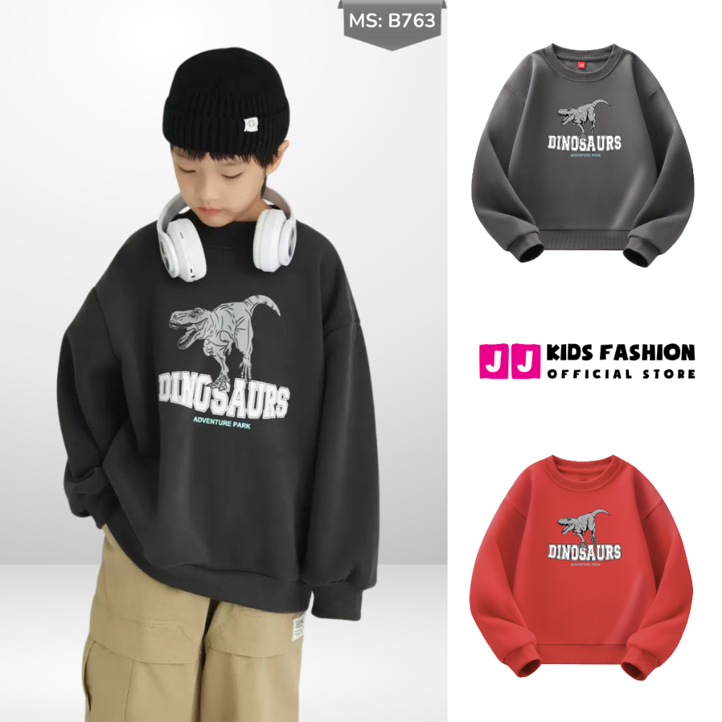 Áo Nỉ Cotton Sweater Thu Đông Cho Bé Trai, Bé Gái, Áo Nỉ Bông Form Rộng B763 | JJ Kids Fashion