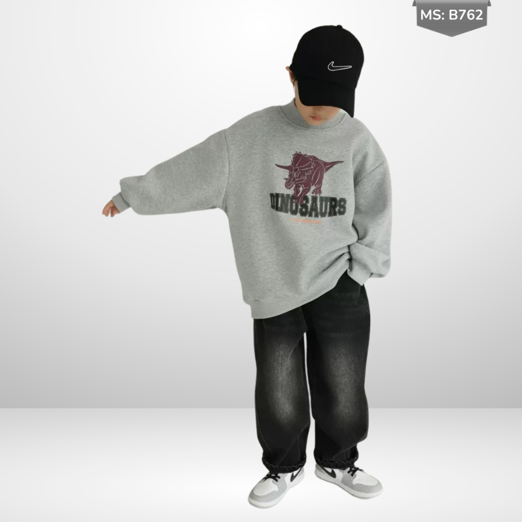 Áo Nỉ Cotton Sweater Thu Đông Cho Bé Trai, Bé Gái, Áo Nỉ Bông Form Rộng B762 | JJ Kids Fashion