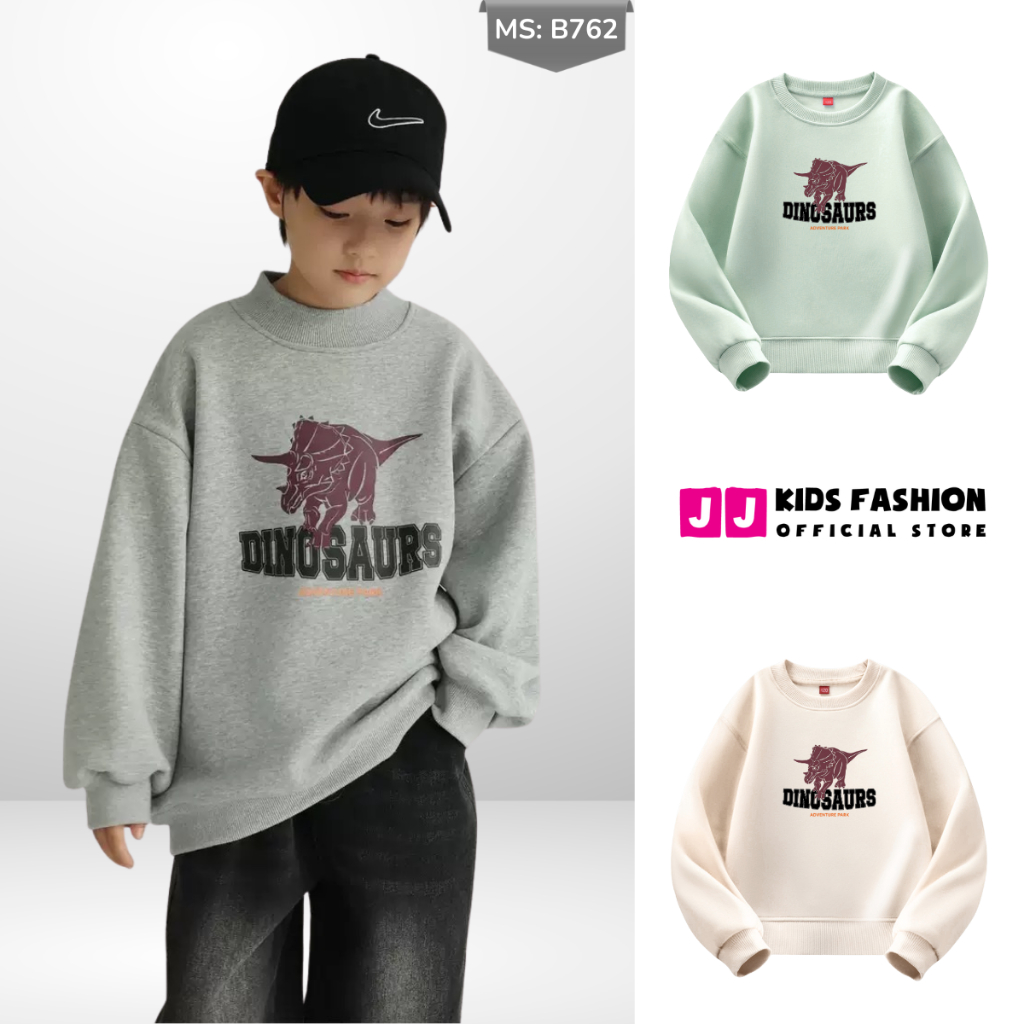 Áo Nỉ Cotton Sweater Thu Đông Cho Bé Trai, Bé Gái, Áo Nỉ Bông Form Rộng B762 | JJ Kids Fashion