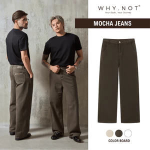 Quần Kaki Jean Nam Ống Suông Màu Nâu Mocha Ánh Rêu - Mocha Kaki Jean