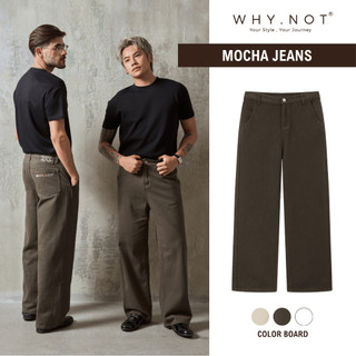 [WHY.NOT] Quần Kaki Jean Nam Ống Suông Màu Nâu Mocha Ánh Rêu - Mocha Kaki Jean