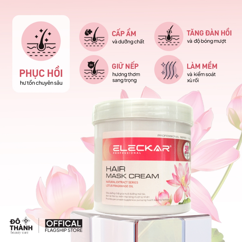 Kem hấp ủ tóc phục hồi Nano Collagen Eleckar dầu hấp tóc cung cấp dưỡng chất cho tóc khô xơ 1000ml