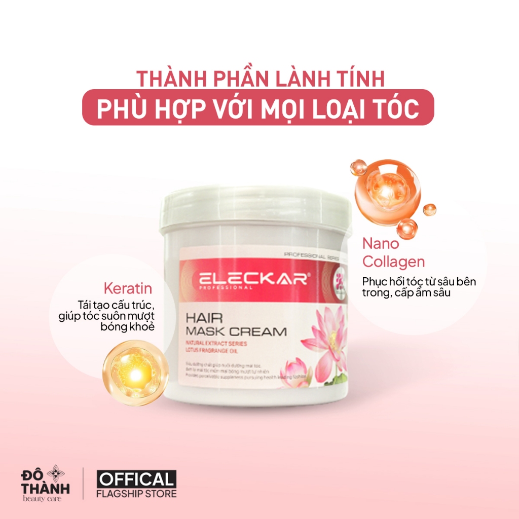 Kem hấp ủ tóc phục hồi Nano Collagen Eleckar dầu hấp tóc cung cấp dưỡng chất cho tóc khô xơ 1000ml