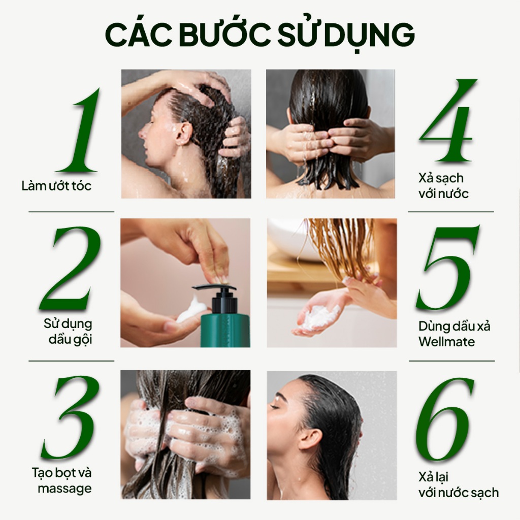 Dầu gội đầu trà xanh phục hồi hư tổn Wellmate Keratin làm sạch sâu nuôi dưỡng tóc bóng mượt 500ml