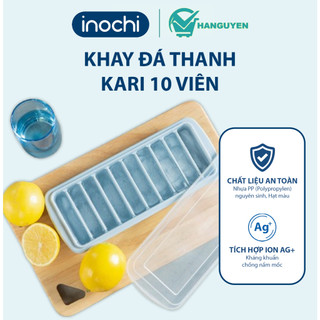 Khay đá thanh có nắp Inochi Kari 10 viên – nhựa an toàn, chịu nhiệt tốt, dễ lấy đá, chống bám mùi tủ lạnh