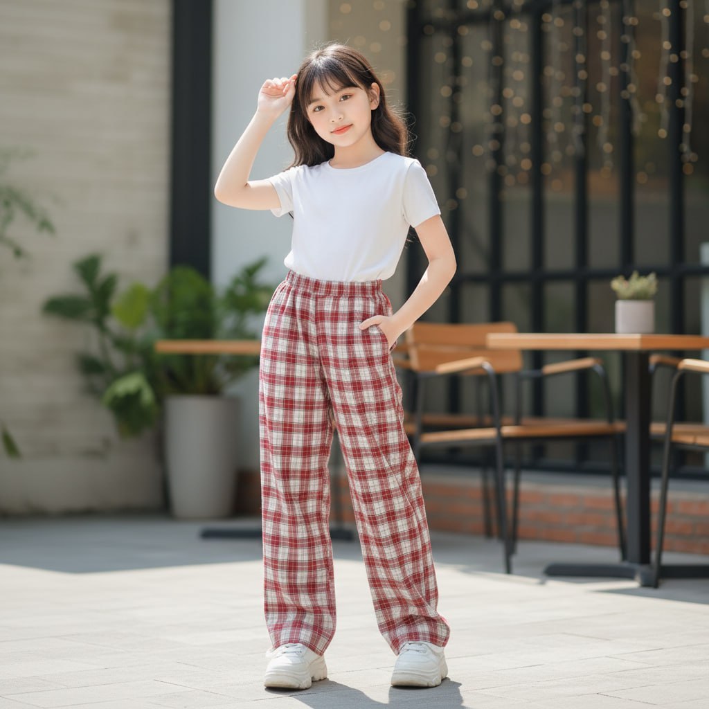 Quần suông kẻ cho bé gái size đại BEESHOP KM0014