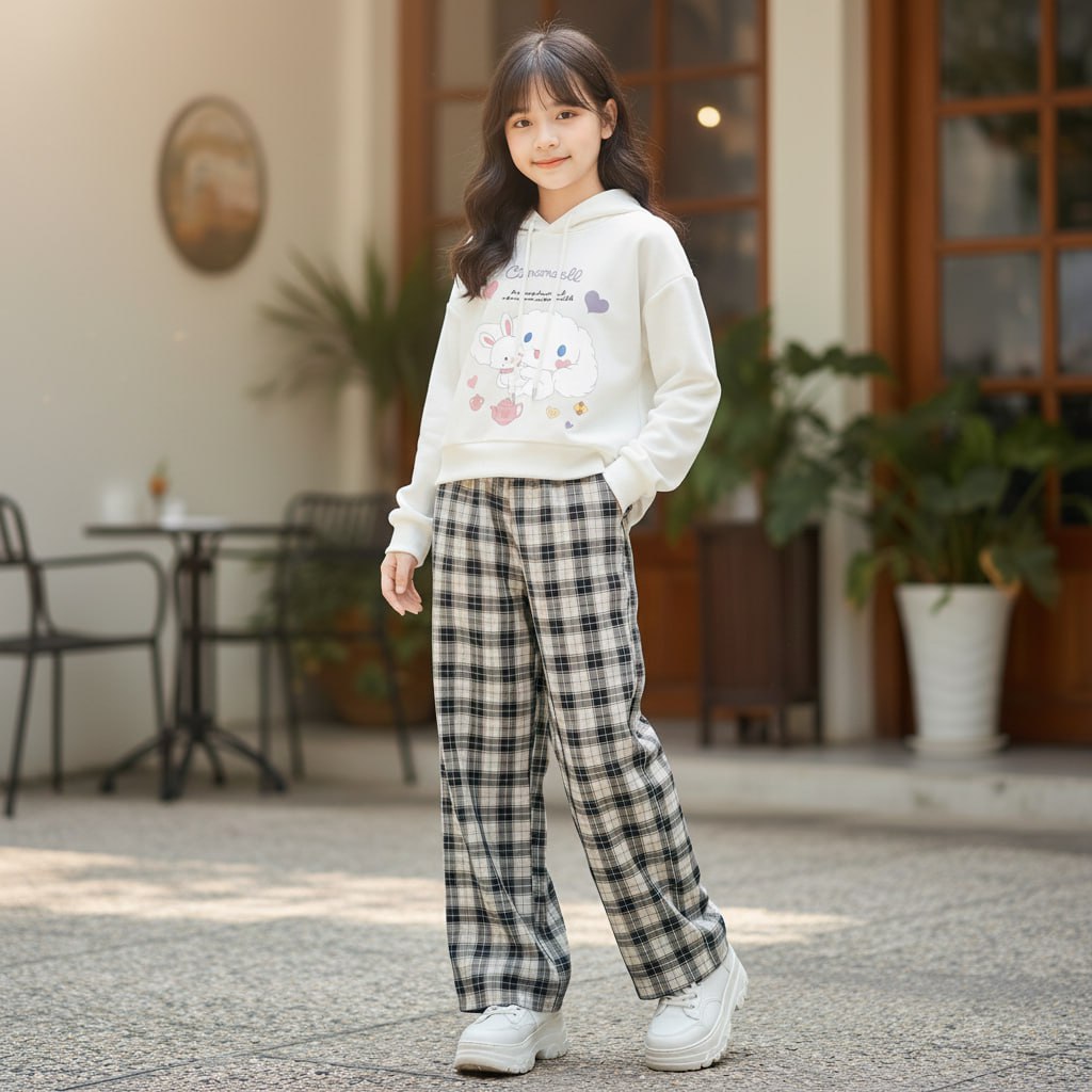 Quần suông kẻ cho bé gái size đại BEESHOP KM0014
