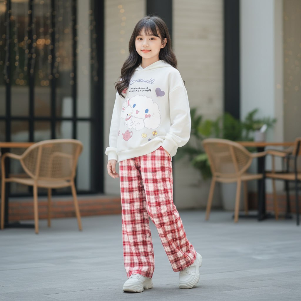 Quần suông kẻ cho bé gái size đại BEESHOP KM0014