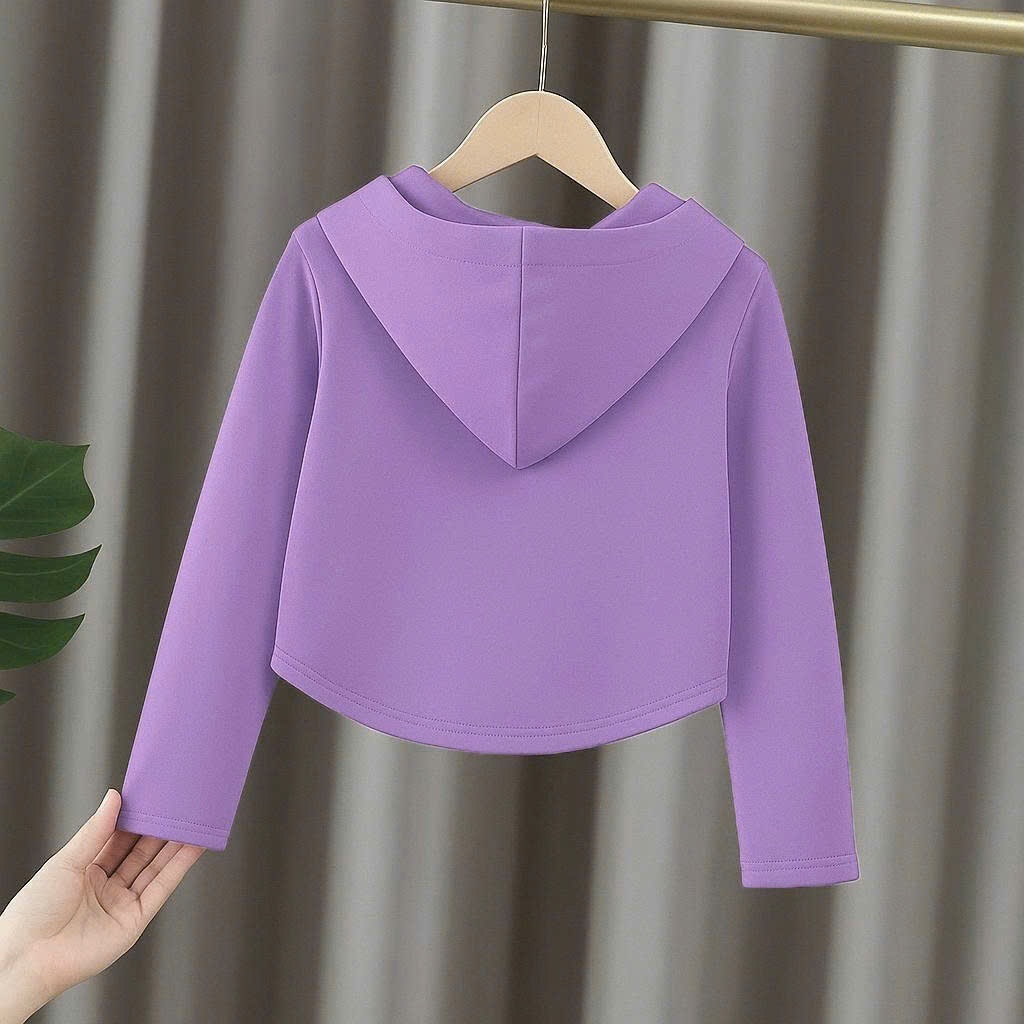 Áo mũ cổ khóa croptop cho bé gái size đại BEESHOP D25081