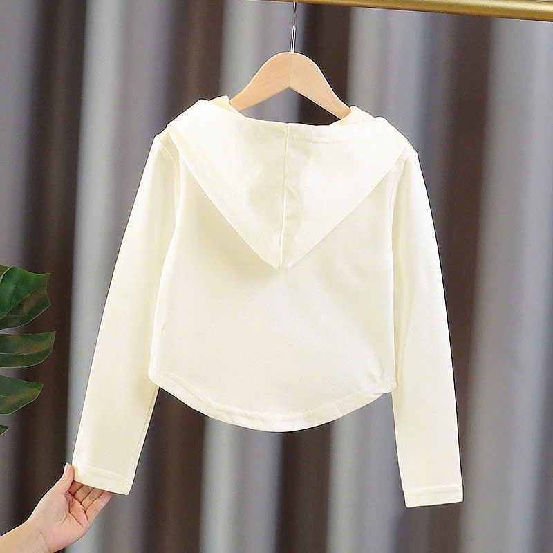 Áo mũ cổ khóa croptop cho bé gái size đại BEESHOP D25081