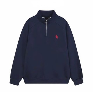 Áo Sweater Unisex Cổ Khóa Thêu Ngựa Vải Nỉ 2 Da Form Rộng 2025