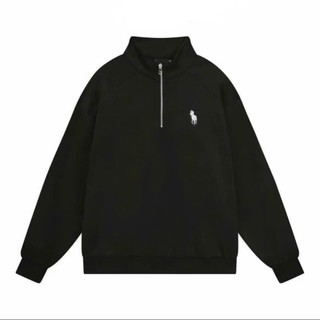 Áo Sweater Unisex Cổ Khóa Thêu Ngựa Vải Nỉ 2 Da Form Rộng 2025