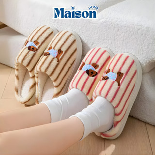Dép Bông Mùa Đông Đế Dày 3cm Chống Trơn Trượt MAISON Dép Lông Đi Trong Nhà Cho Cặp Đôi Mẫu Mới 2025