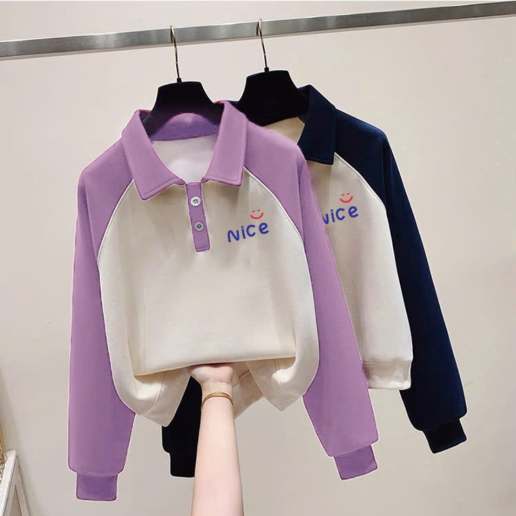 Áo cổ polo phối tay chữ Nice cho bé gái size đại BEESHOP D25082