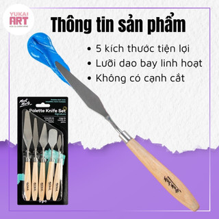 [Hỏa tốc HCM] Bộ 5 Bay Pha Màu Thép Không Gỉ Cán Gỗ Và Nhựa Dẻo Mont Marte